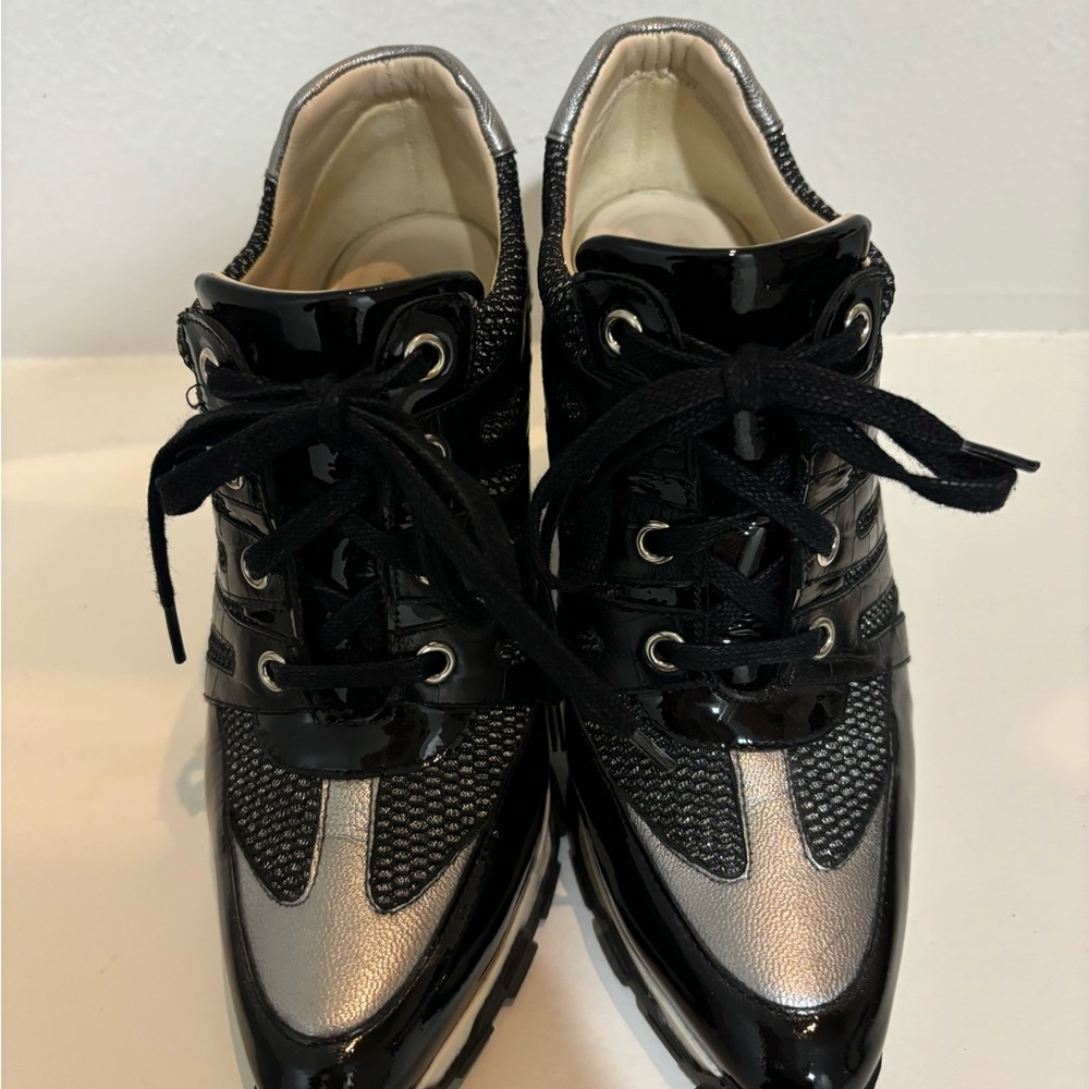 Black and Silver Women's Lace-Up Heels - Picture 5 of 8